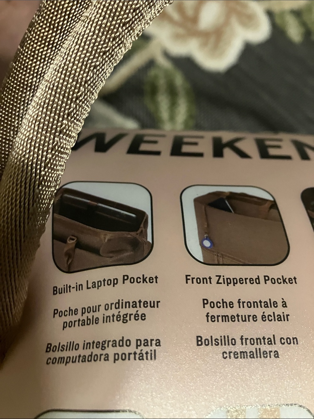 SwissGear Beige Weekender Travel Bag with Tan Handles-measurements in photo - Picture 3 of 10